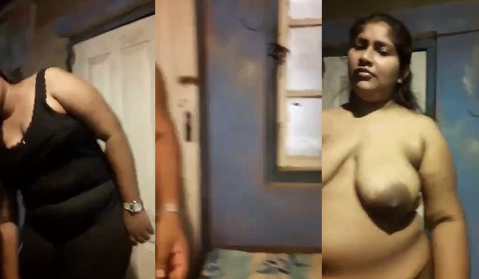 Sri Lankan Chubby Lady undressed & Slept On Bed ( Sinhala Voice)
